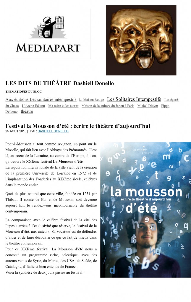 Microsoft Word - La mousson .. mediapart..LES DITS DU THÉÂTRE